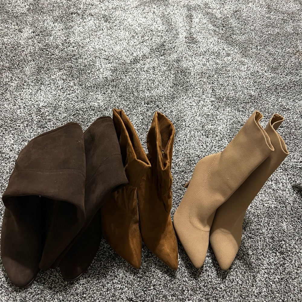 Express Women's Heeled Boots - Dark Brown, Brown, and Tan